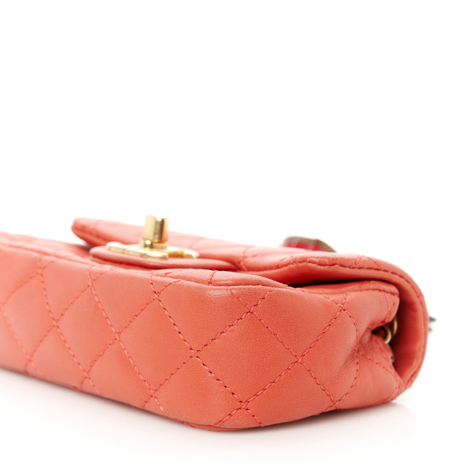 Chanel Lambskin Quilted Extra Mini Cruise Charm Flap Coral 11 of 12