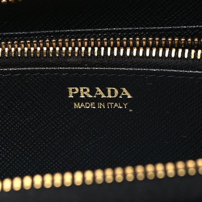Prada Saffiano Triangle Zip Around Wallet Black 6 of 8