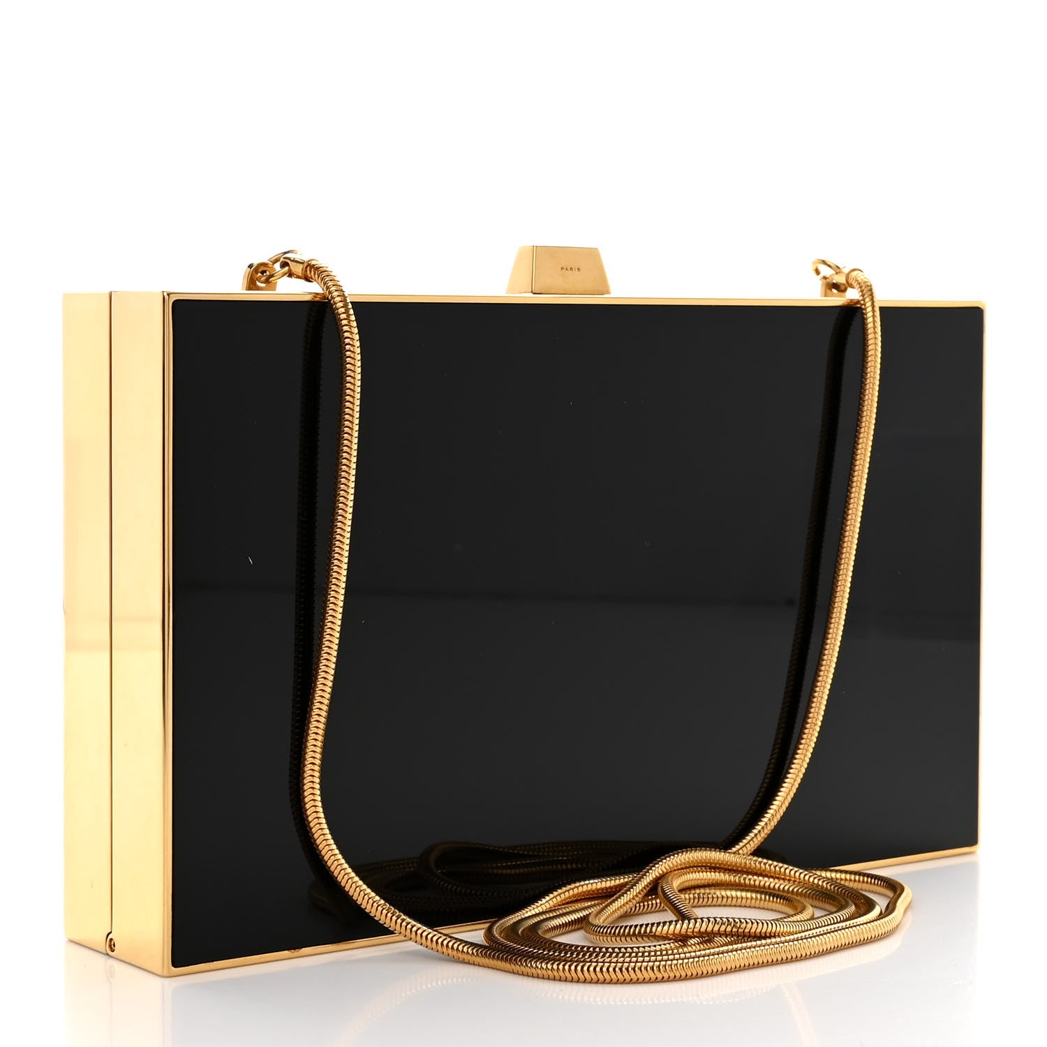 Saint Laurent Plexiglass Monogram Minaudiere Tuxedo Box Clutch Black 3 of 11