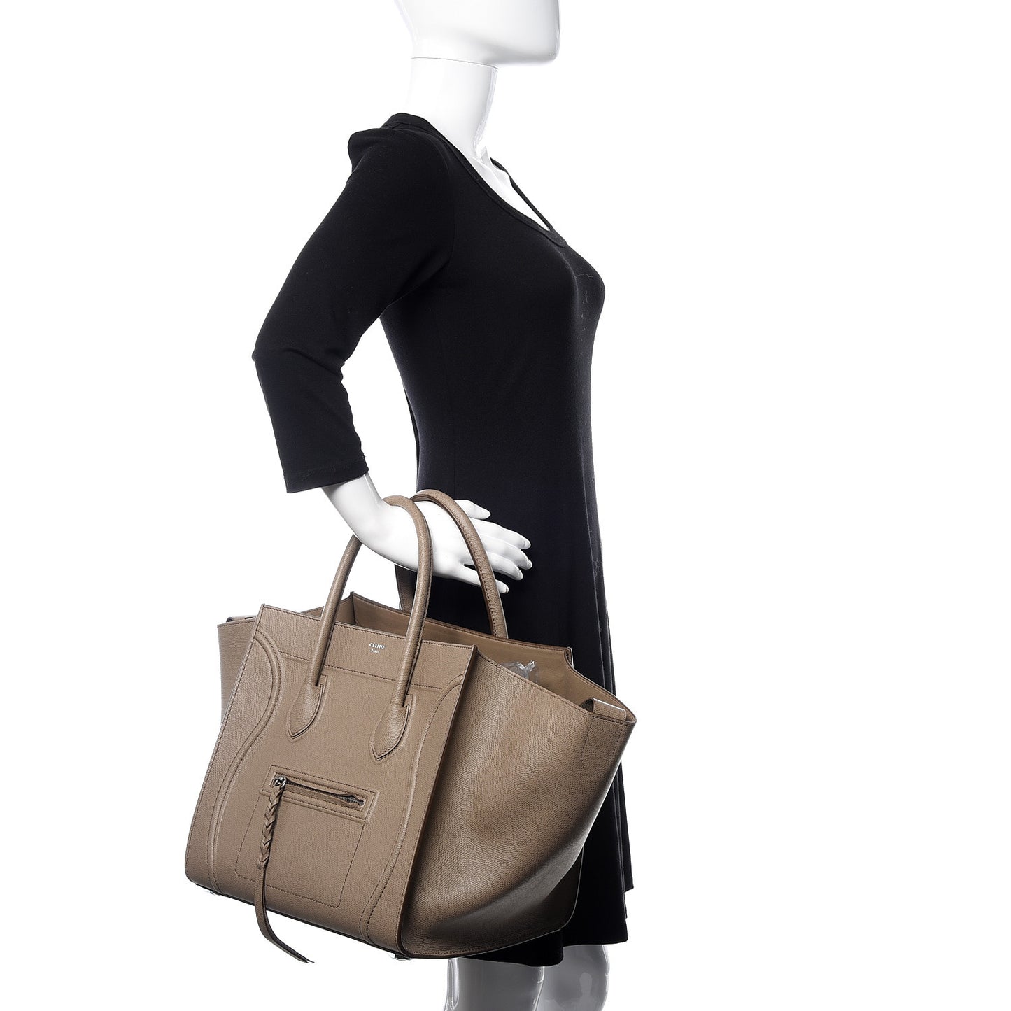 Grained Calfskin Medium Phantom Luggage Taupe