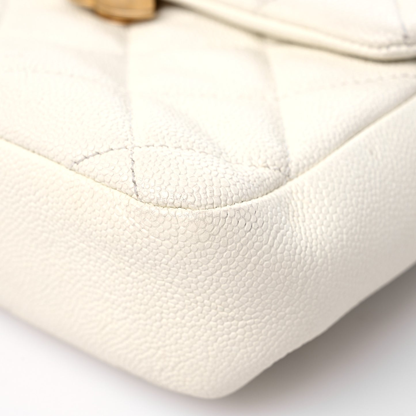Shiny Caviar Quilted Chain Melody Backpack White