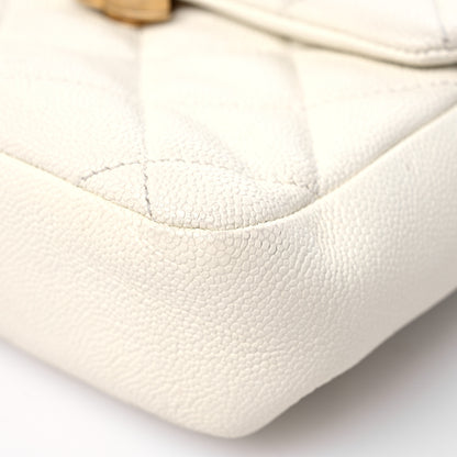 Chanel Shiny Caviar Quilted Chain Melody Backpack White 9 of 15