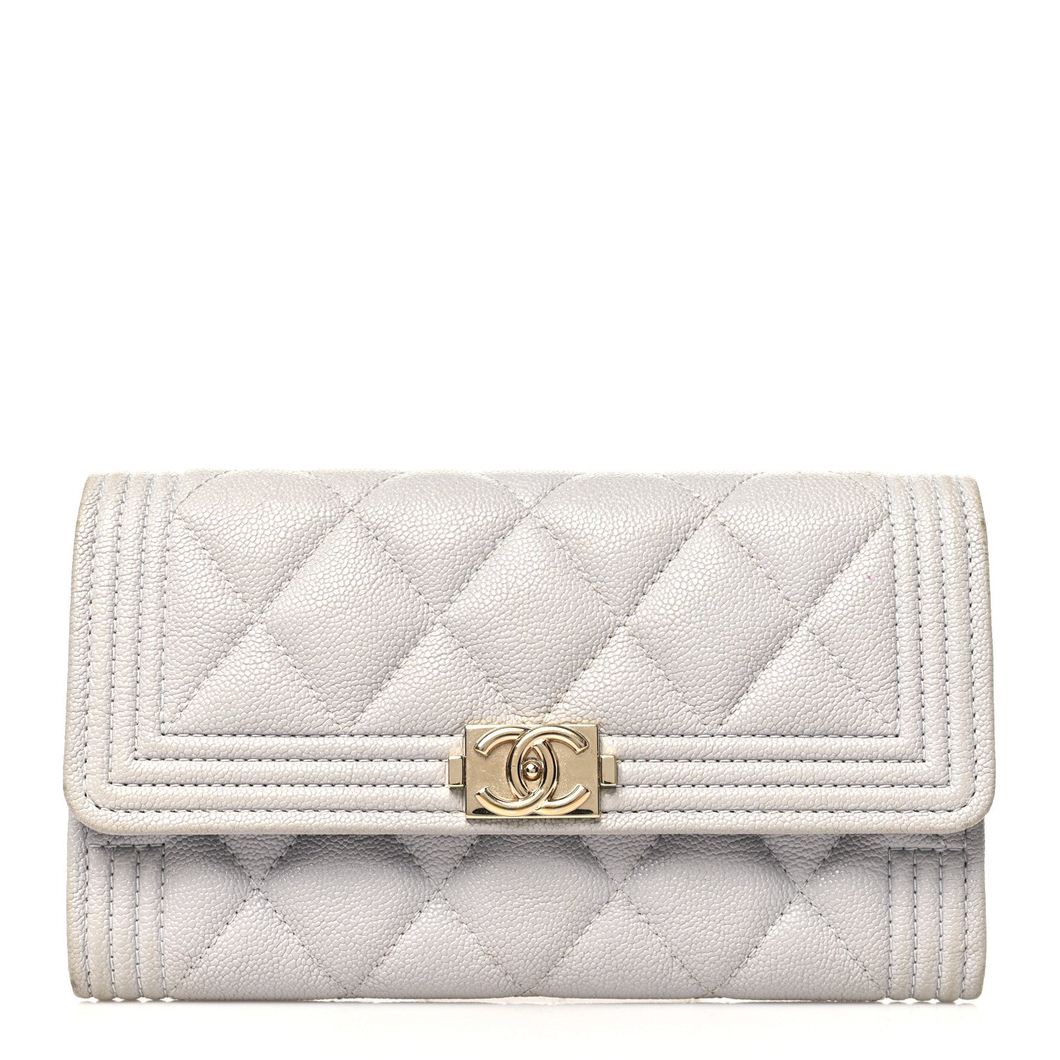 Chanel Caviar Quilted Medium Boy Flap Walle Light Grey 1 of 14