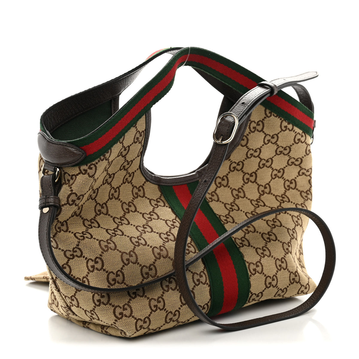 Monogram Web Small Giglio Tote Beige Dark Brown