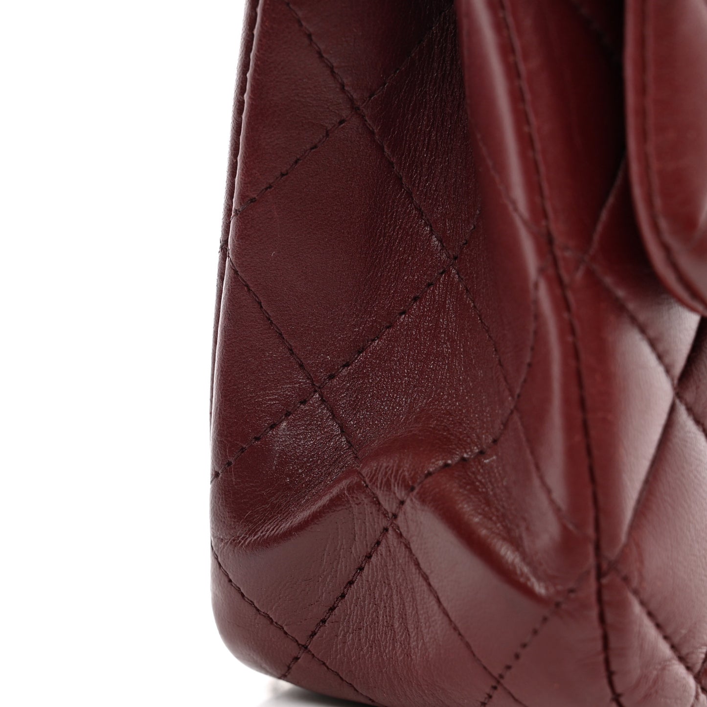 Lambskin Quilted Medium Double Flap Burgundy
