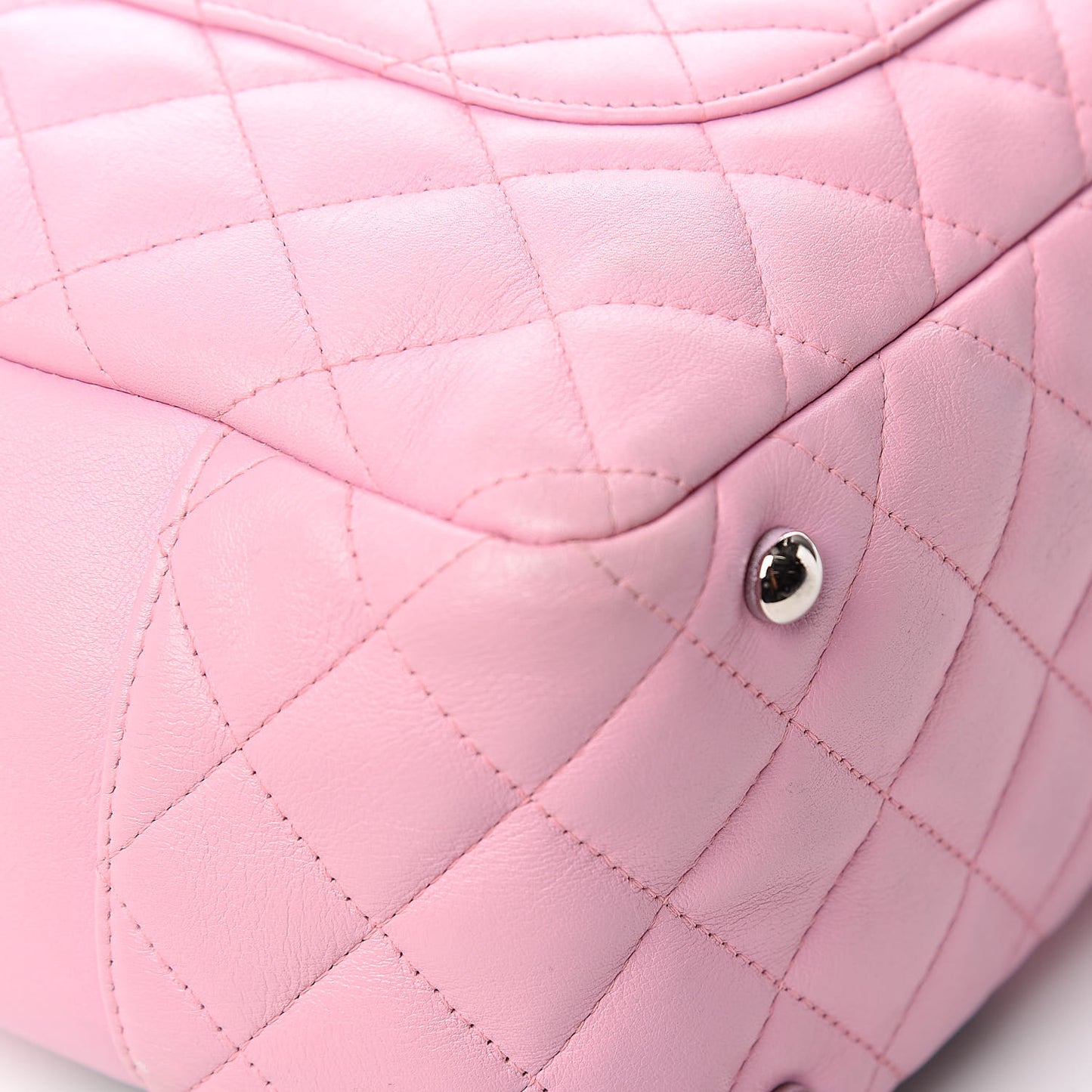 Calfskin Quilted Large Cambon Bowler Pink Black