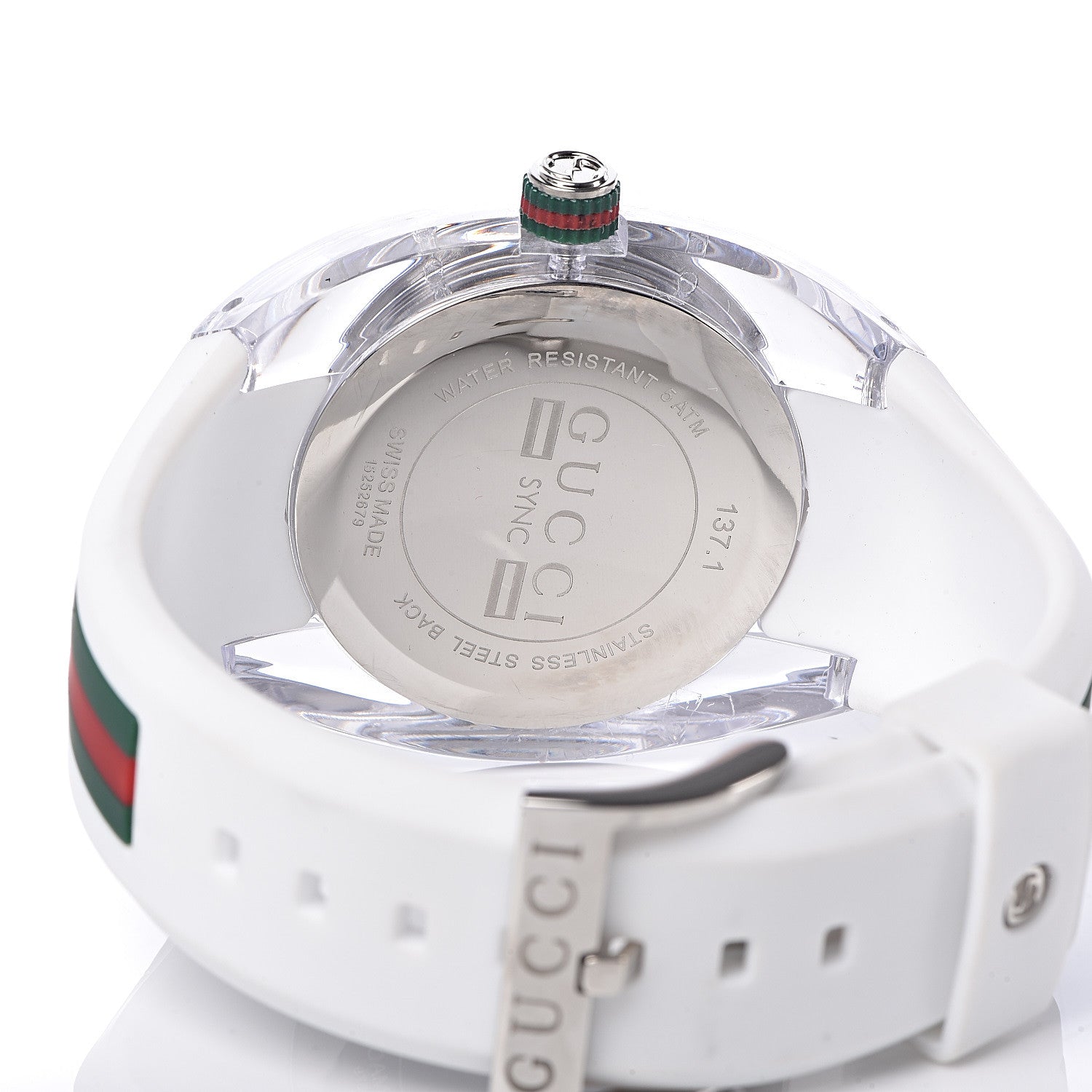 Gucci Stainless Steel Rubber 46mm Sync Web Quartz Watch White 5 of 6