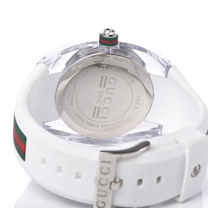 Gucci Stainless Steel Rubber 46mm Sync Web Quartz Watch White 5 of 6