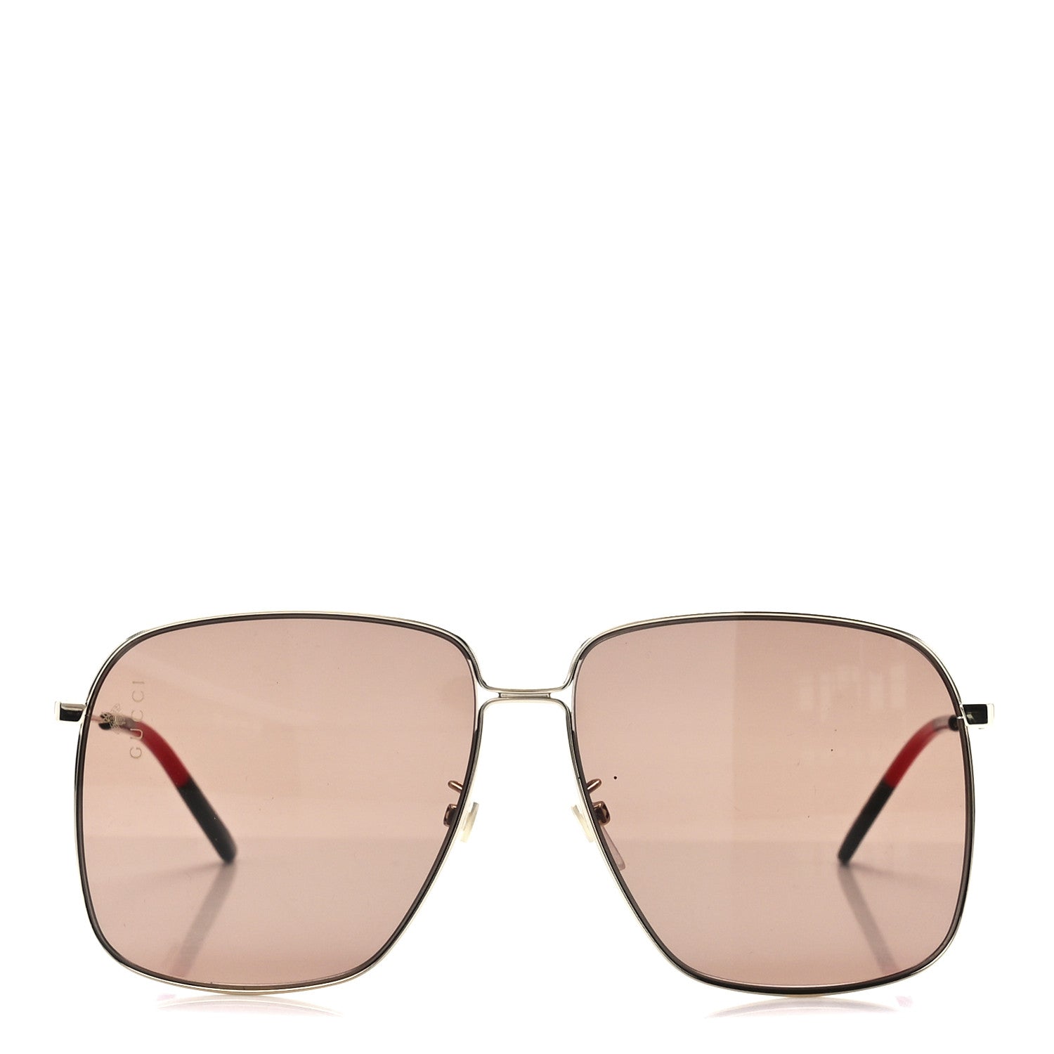 Gucci Web Rectangular Frame Interlocking G Sunglasses GG0394S Green Red 2 of 8