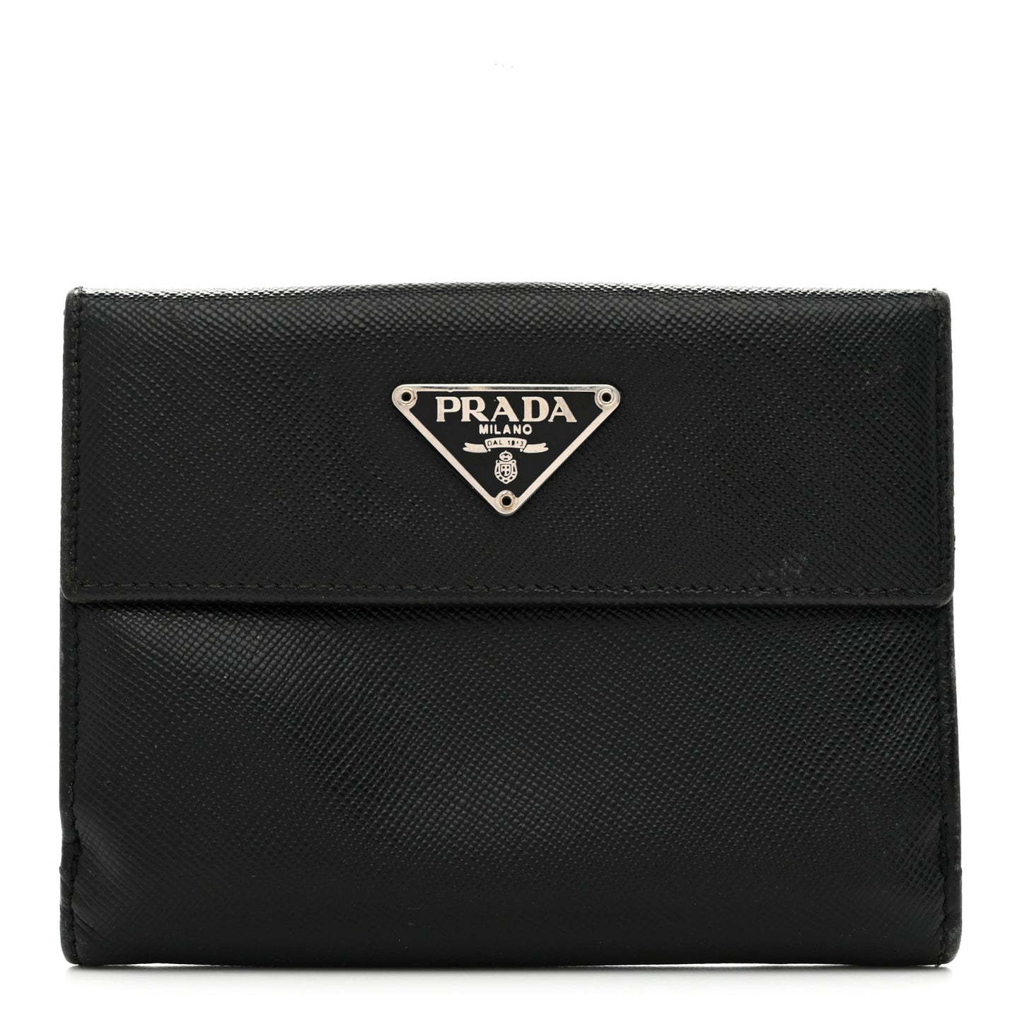 Saffiano Metal Tri-Fold Wallet Black