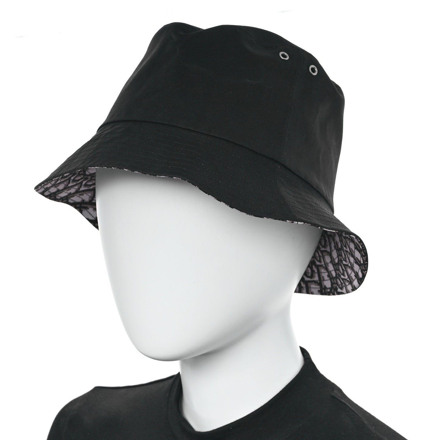 Polyester Cotton Oblique Teddy-D Brim Bucket Hat 57 Black