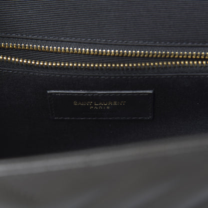 Saint Laurent Grain De Poudre Matelasse Chevron Large Monogram Satchel Earth 6 of 11