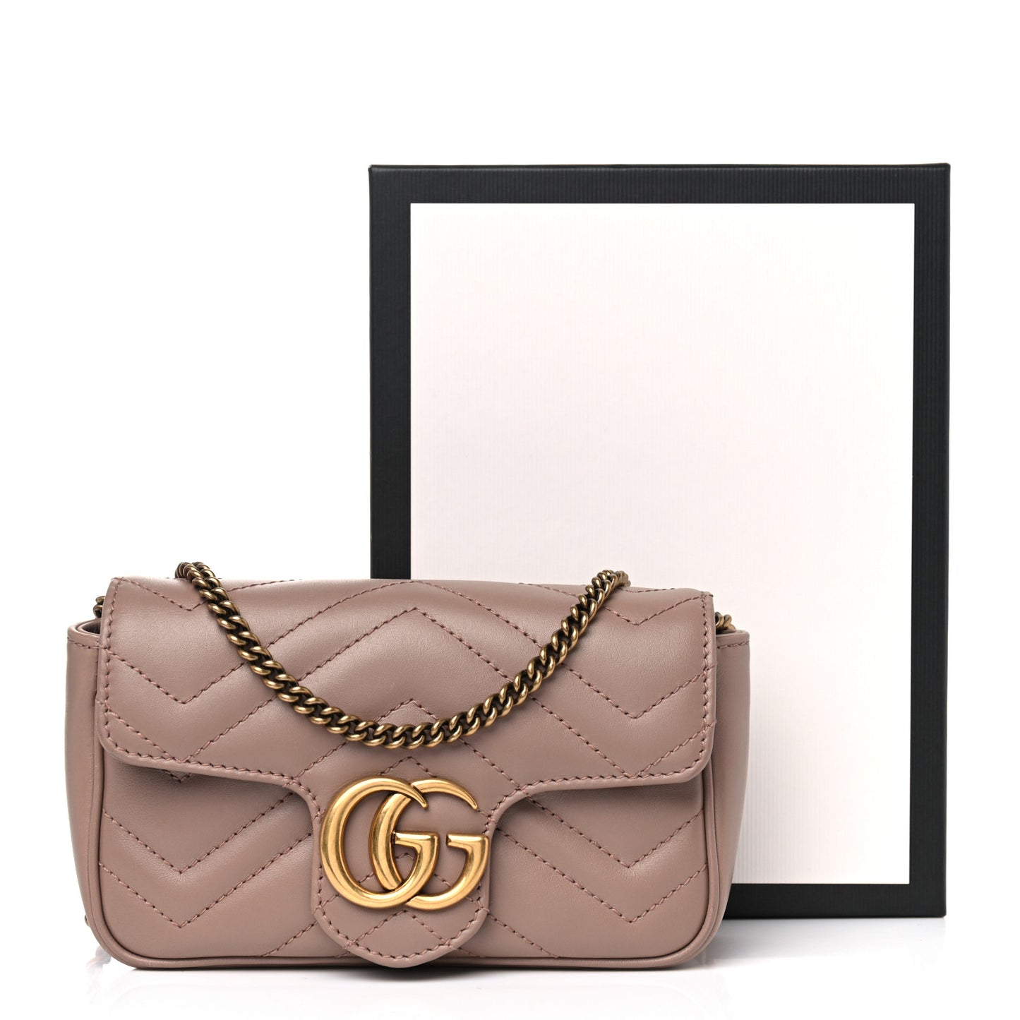 Calfskin Matelasse Super Mini GG Marmont Shoulder Bag Porcelain Rose