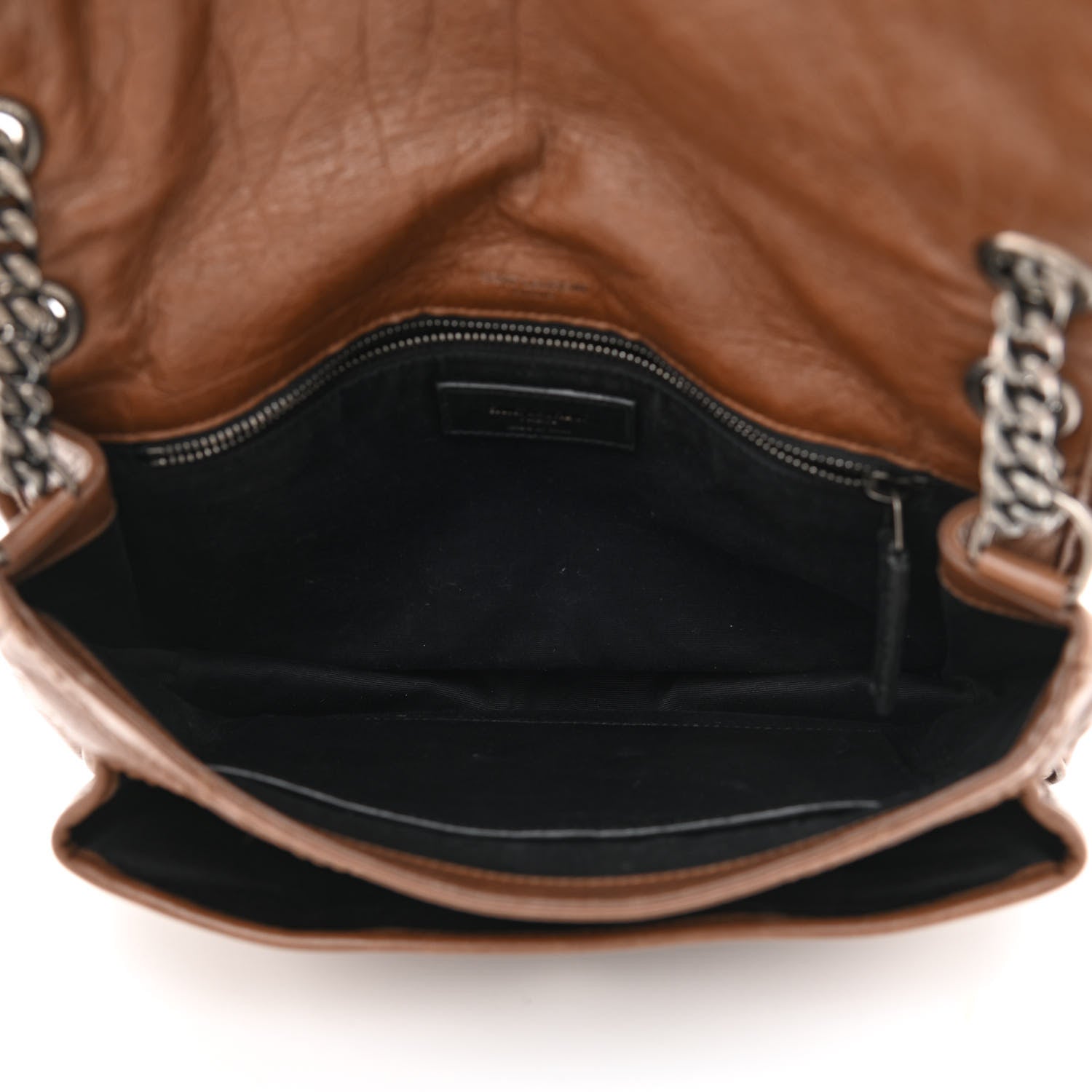 Saint Laurent Crinkled Calfskin Matelasse Monogram Medium Niki Chain Satchel Tan Brown 5 of 8