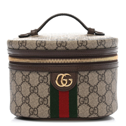 Gucci GG Supreme Monogram Textured Calfskin Web Ophidia Vanity Cosmetic Case Beige Ebony New Acero 1 of 8