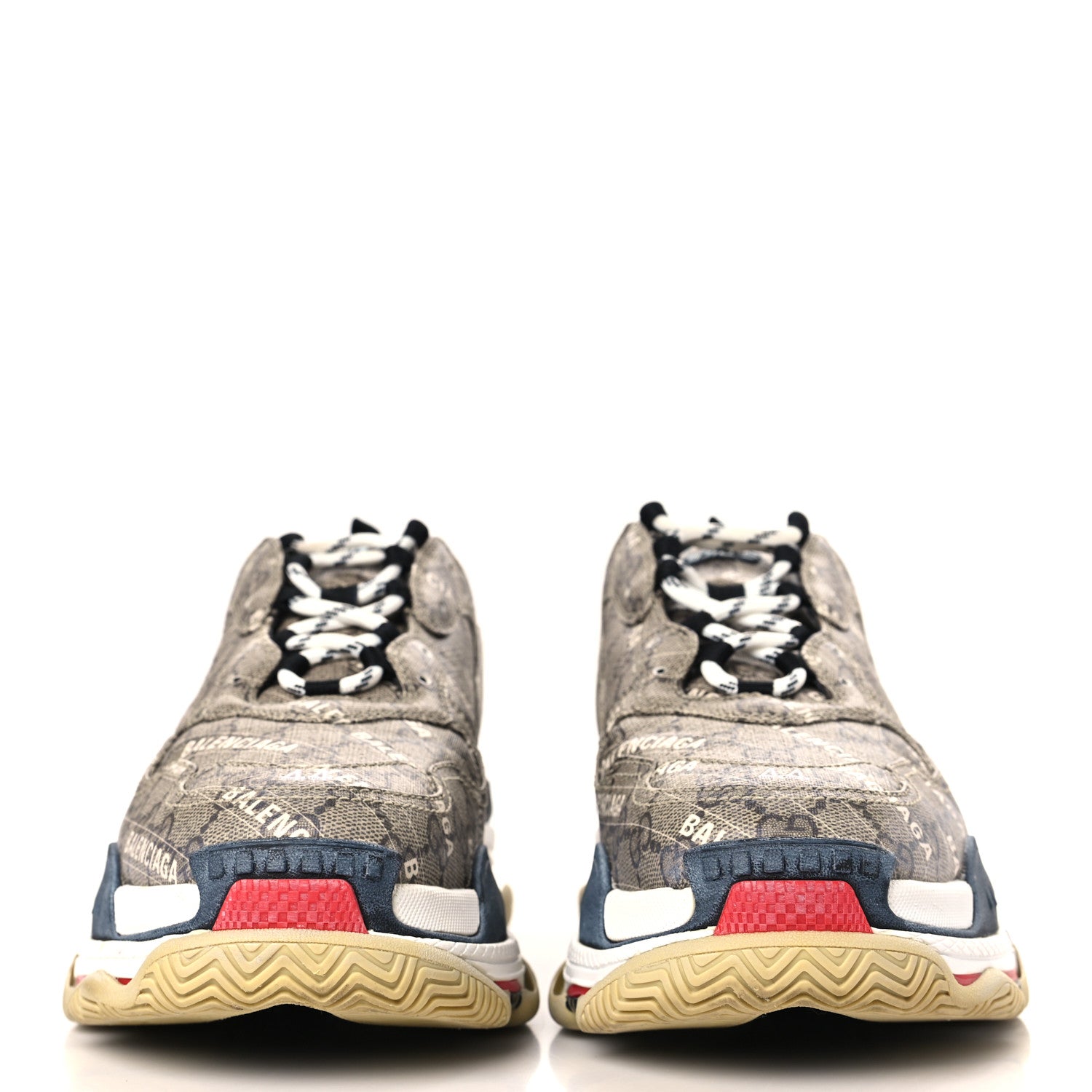 Balenciaga X GUCCI GG Supreme Monogram Allover Logo Mens Triple S Sneakers 44 Beige Ebony Mystic White 2 of 7