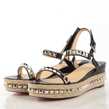 Christian Louboutin Calfskin Cataclou 60 Platform Sandals 39 Black Silver 3 of 8