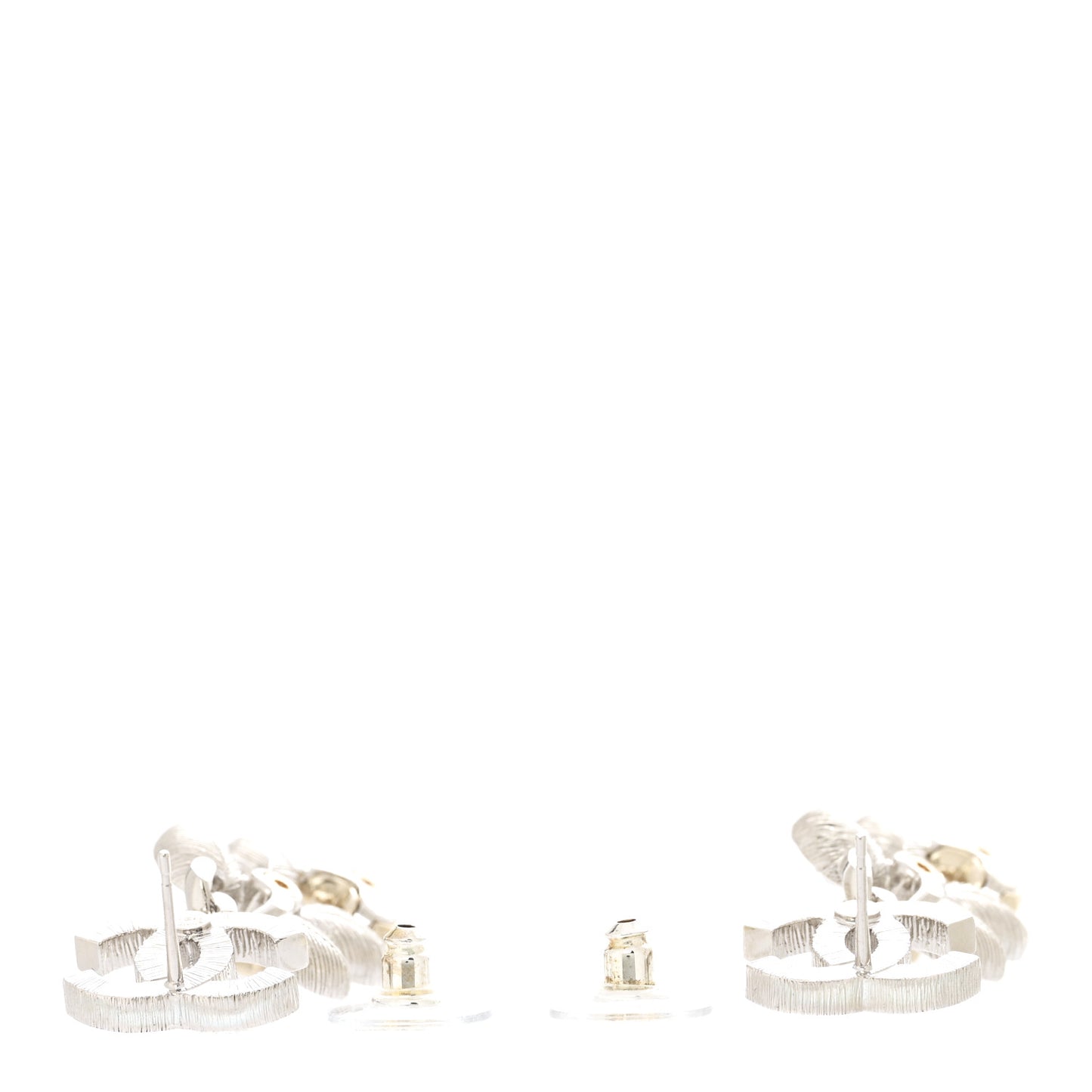 Crystal Pearl CC Heart Pendant Earrings Silver Gold