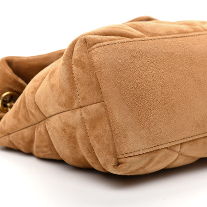 Saint Laurent Suede Calfskin Quilted Small Loulou Puffer Monogram Chain Satchel Cinnamon 6 of 9