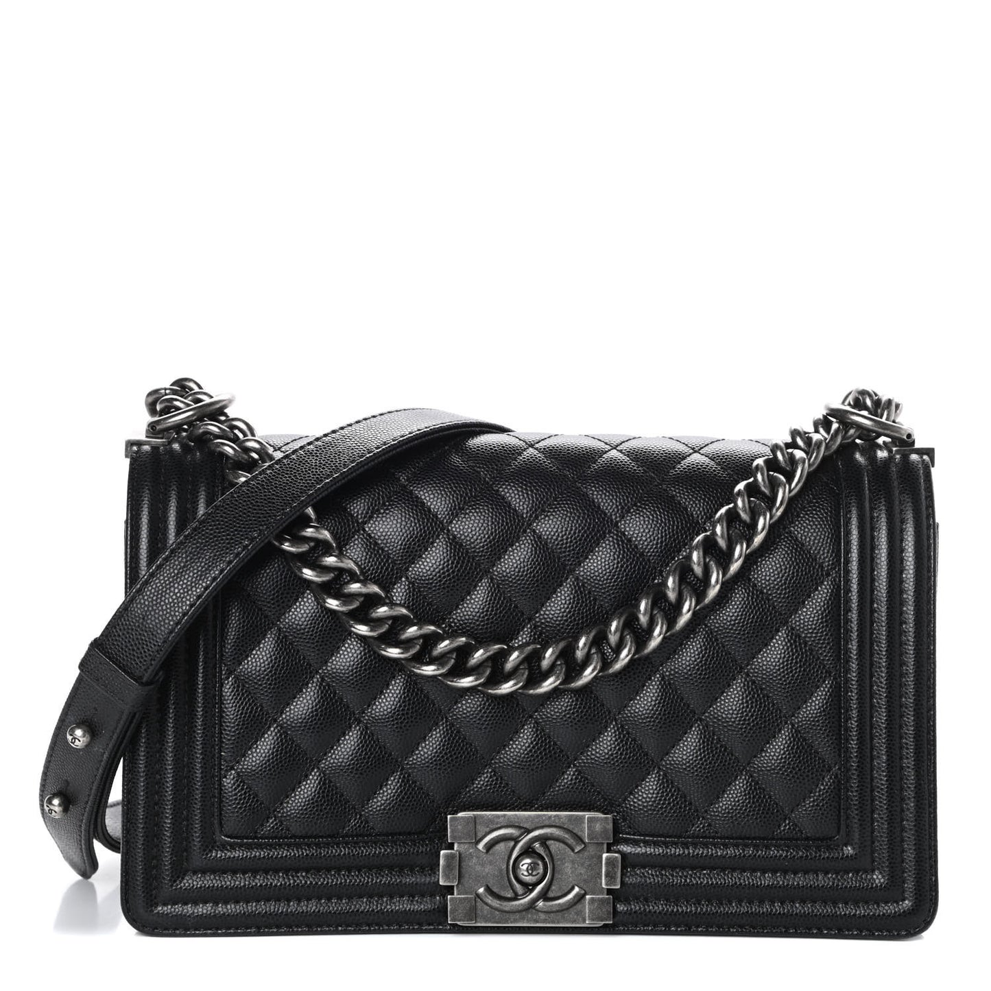 Caviar Quilted Medium Boy Flap Black