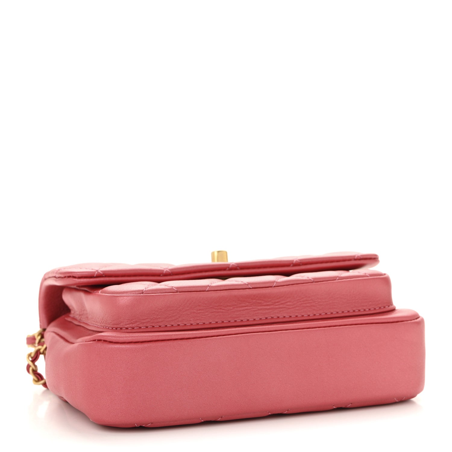 Chanel Metallic Calfskin Quilted Top Handle Flap Dark Pink 4 of 11