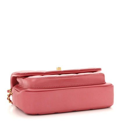 Chanel Metallic Calfskin Quilted Top Handle Flap Dark Pink 4 of 11