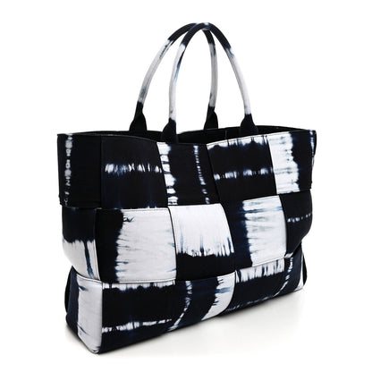 Bottega Veneta Denim Tie Dye Maxi Intrecciato Large Arco Tote Navy White 4 of 11