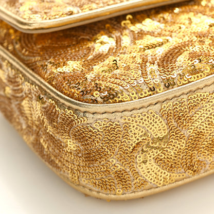 Celine Sequin Triomphe Chain Shoulder Bag Gold 8 of 9