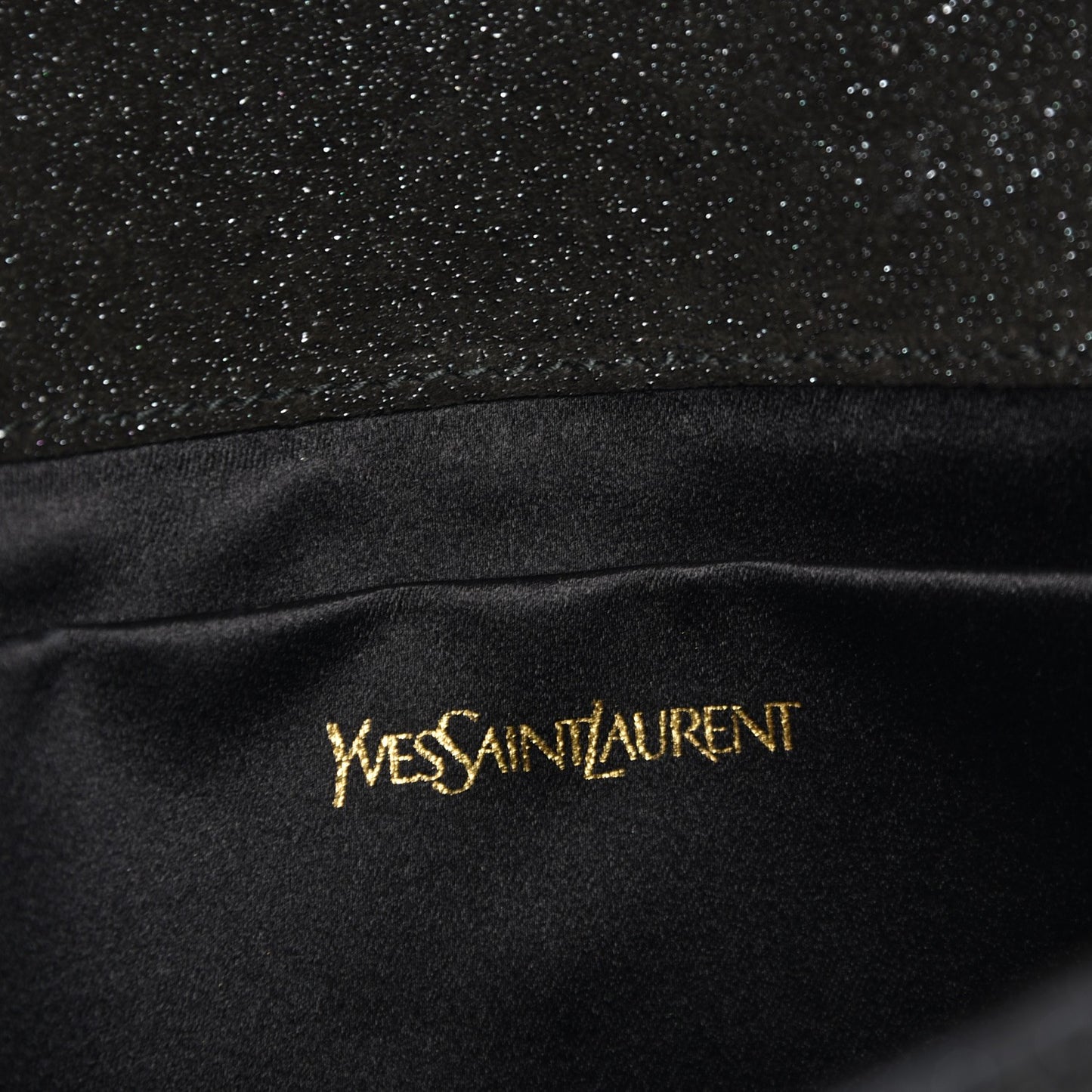 Glitter Calfskin Large Belle De Jour Clutch Black