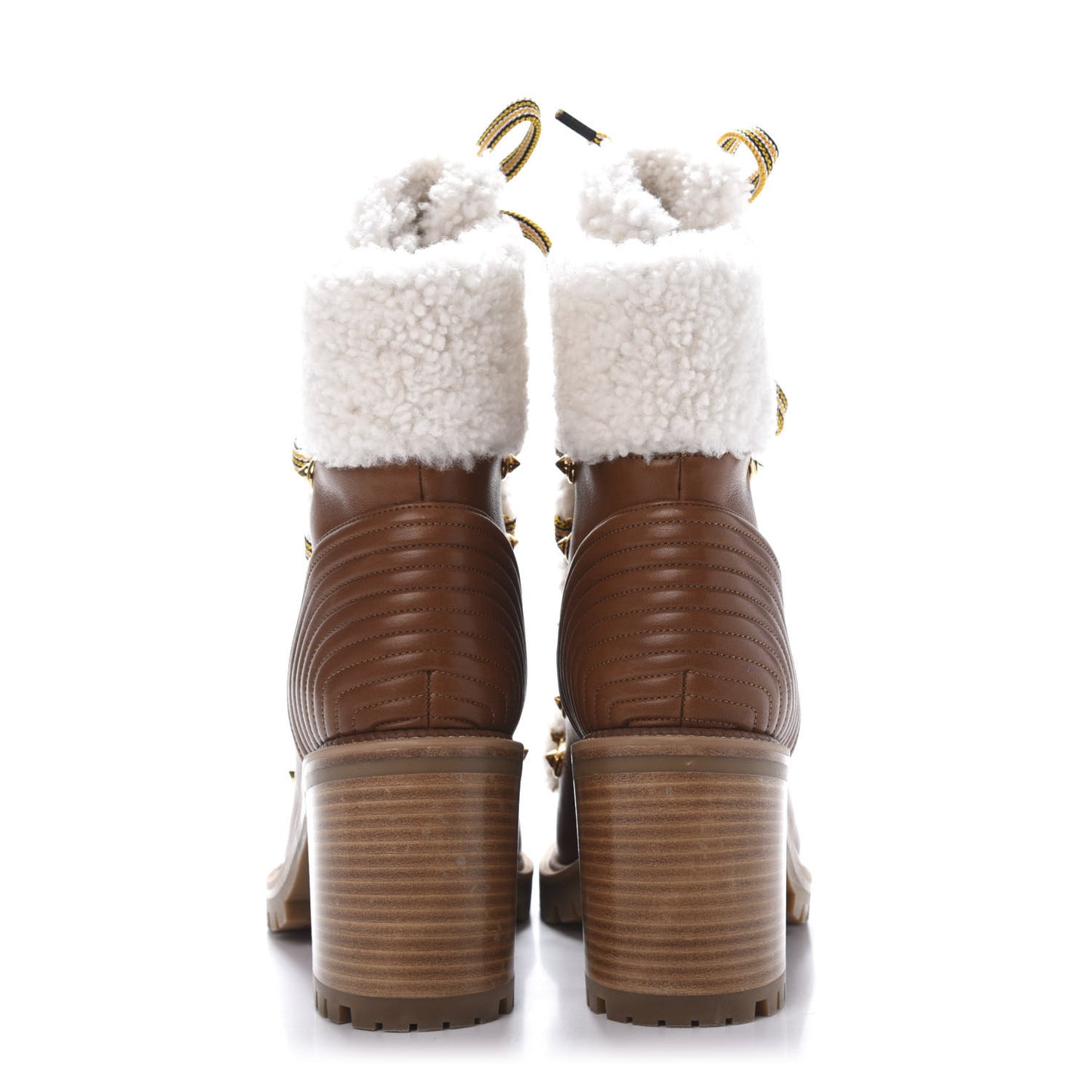 Calfskin Shearling Yetita 70 Hiker Booties 36.5 Cuoio Naturel