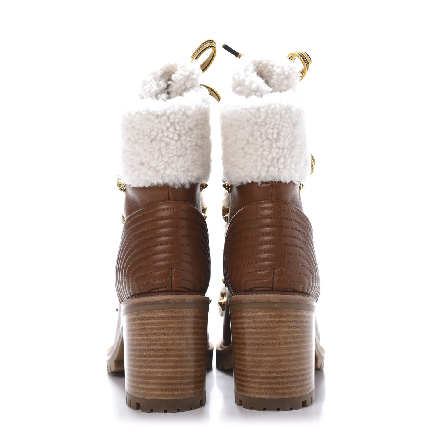 Christian Louboutin Calfskin Shearling Yetita 70 Hiker Booties 36.5 Cuoio Naturel 4 of 8