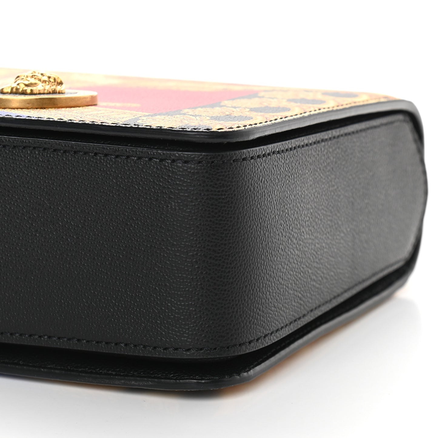 Calfskin Leopard Baroque Print Medium Icon Chain Bag Black Multicolor