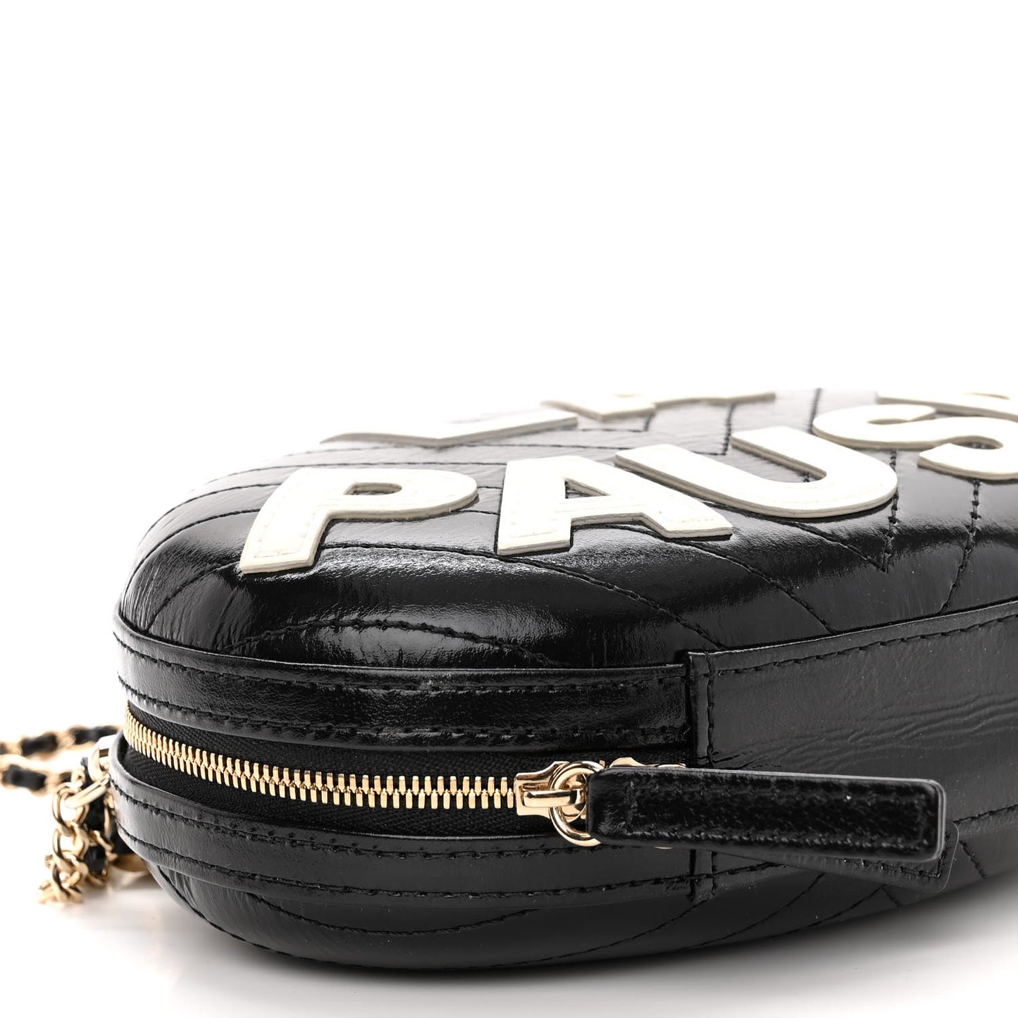 Lambskin Embroidered Chevron Quilted La Pausa Tassel Clutch Black