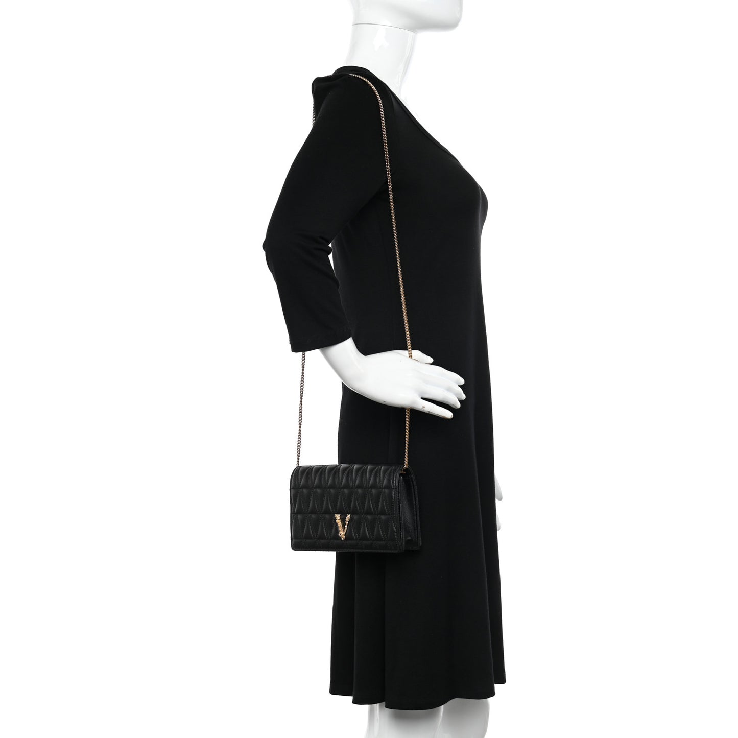 Nappa Quilted Virtus Clutch Bag Black