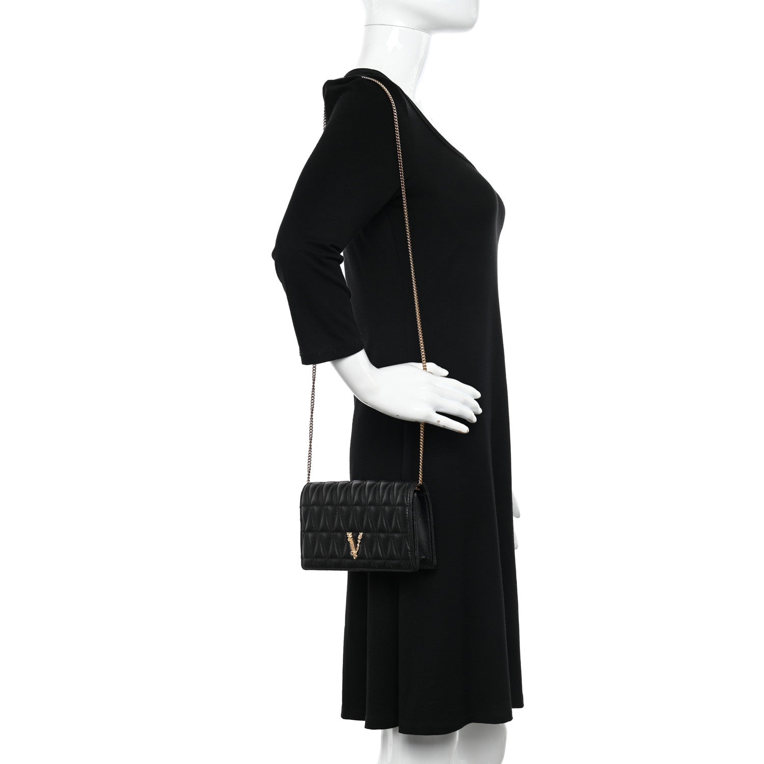 Versace Nappa Quilted Virtus Clutch Bag Black 2 of 10