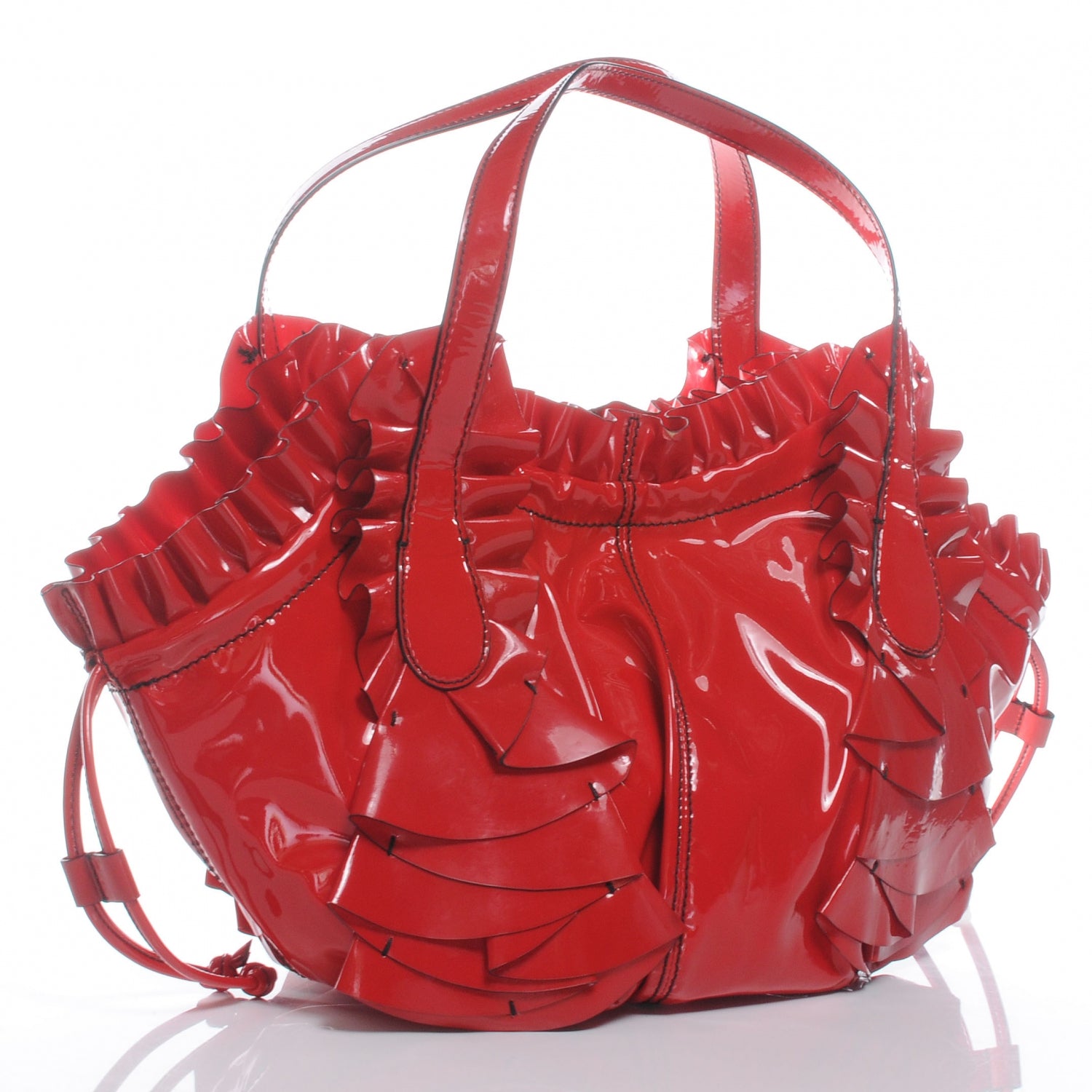 Valentino Garavani Patent Ruffle Idylle Bag Red 4 of 8
