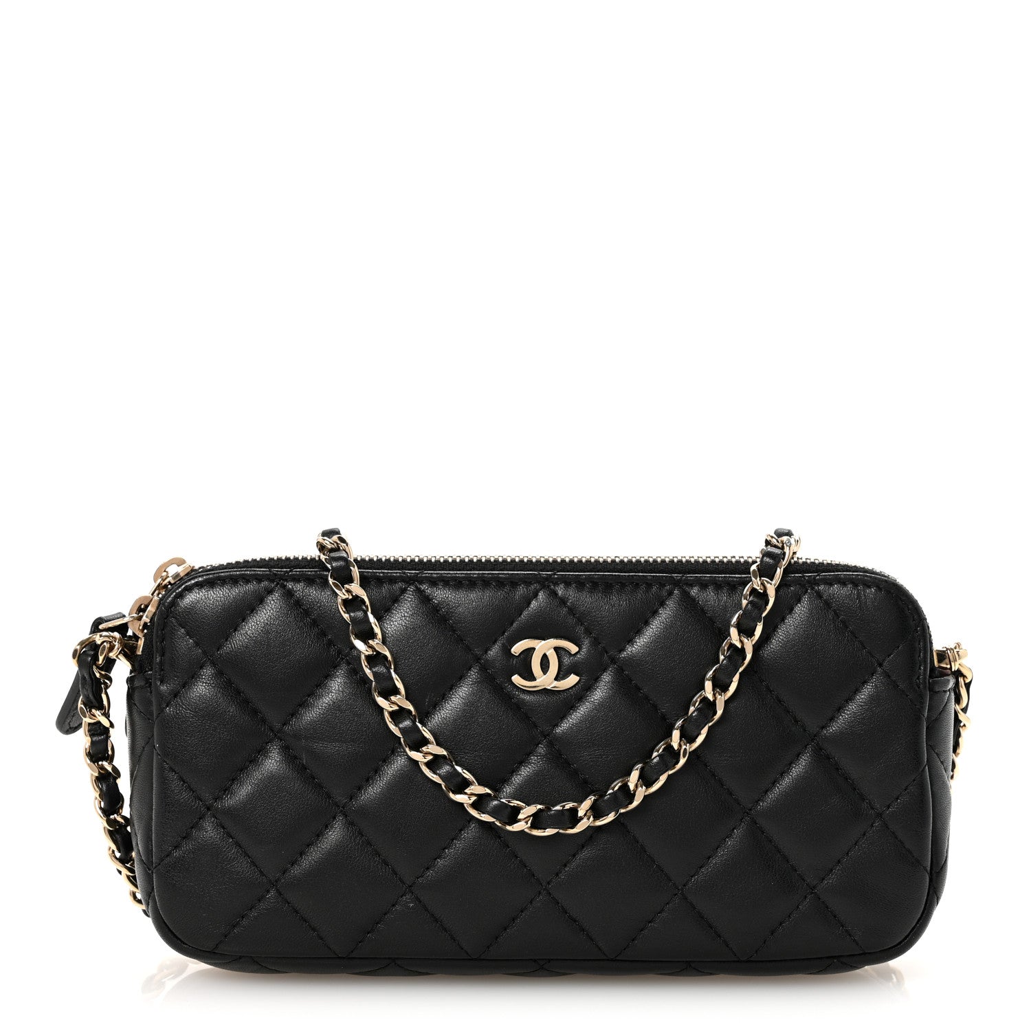 Chanel Lambskin Quilted Small Clutch With Chain Black 1 of 11