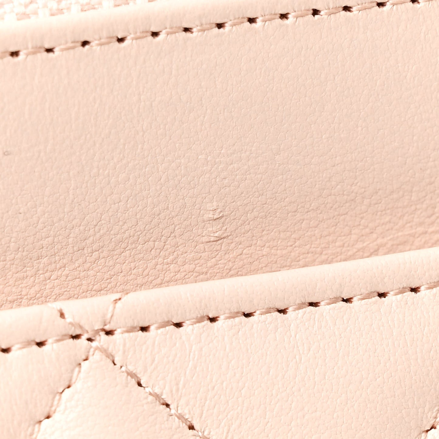 Lambskin Quilted CC Pearl Crush Wallet on Chain WOC Light Beige