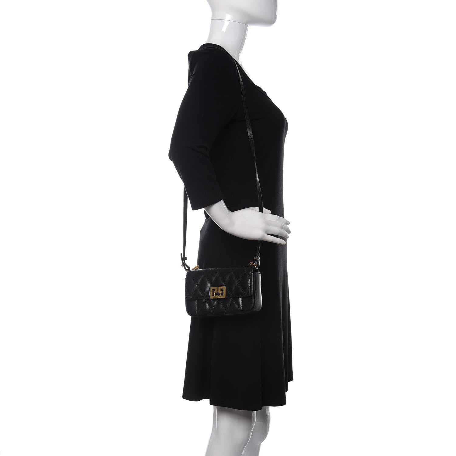 Givenchy Goatskin Quilted GV3 Mini Pocket Convertible Bag Black 2 of 9