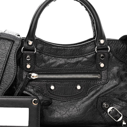 Balenciaga Agneau Classic Silver Hardware Mini City Black 7 of 9