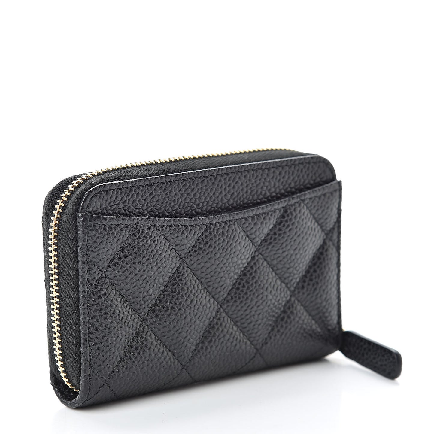 Caviar Quilted Zip Coin Purse Black