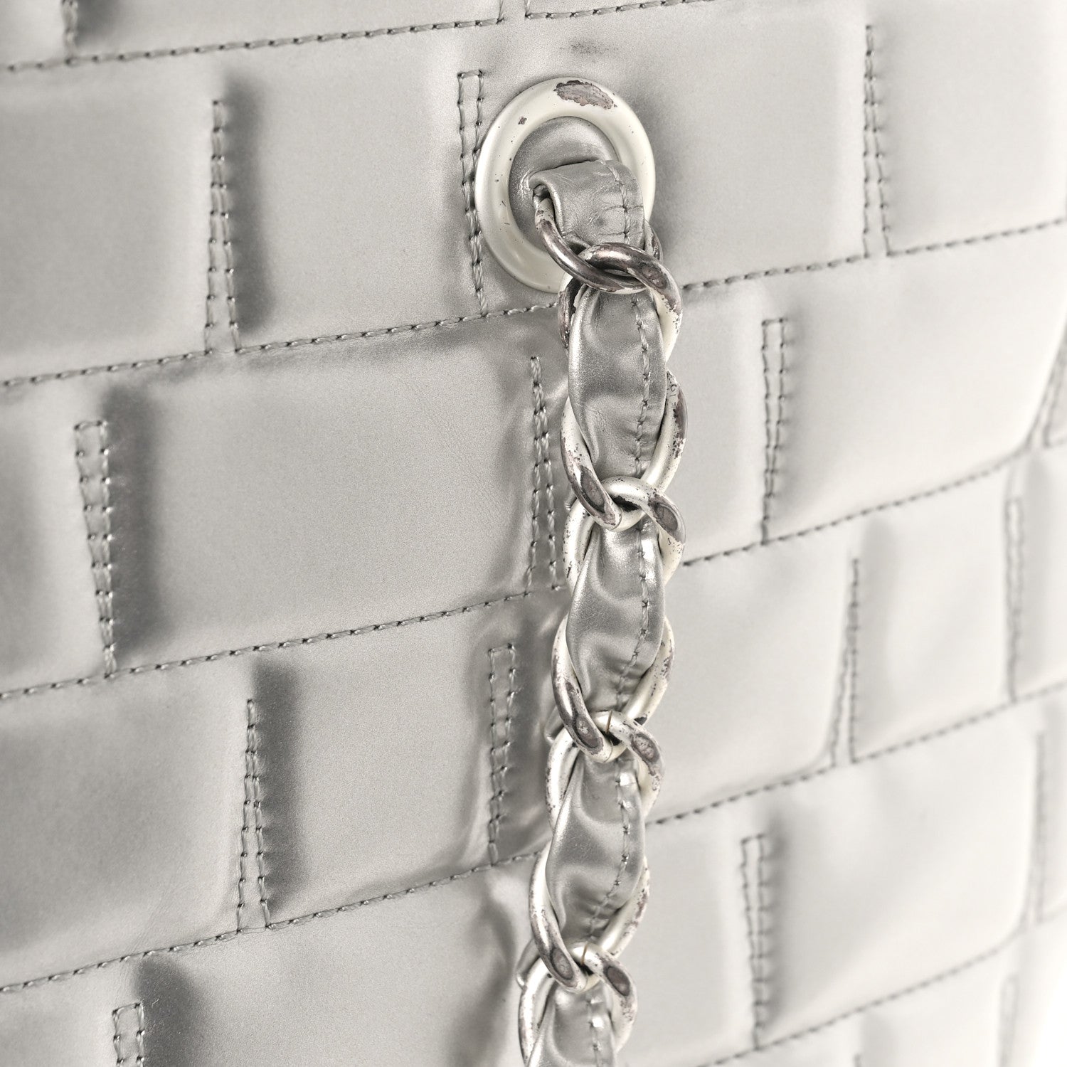 Chanel Vinyl Quilted Frozen Shopping Tote Silver 13 of 13