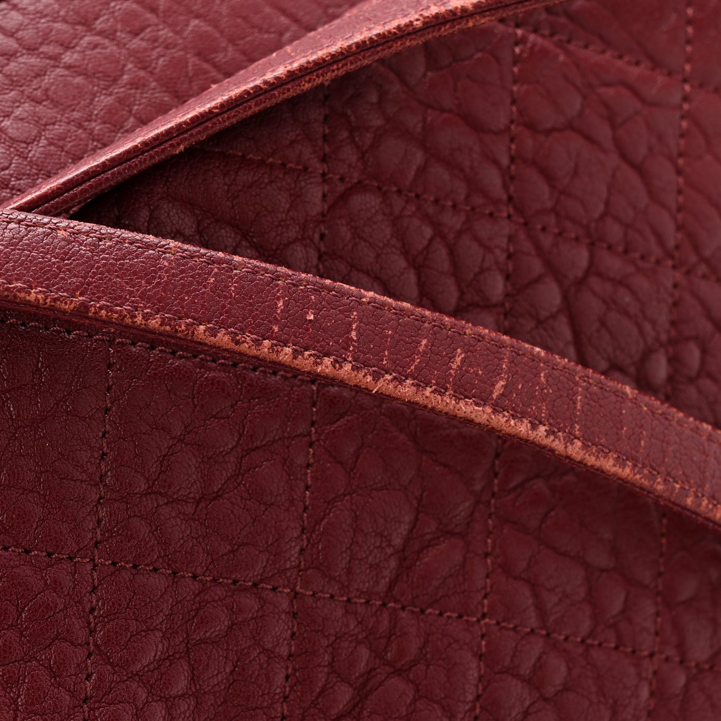 Crumpled Lambskin Quilted Large Tote Burgundy