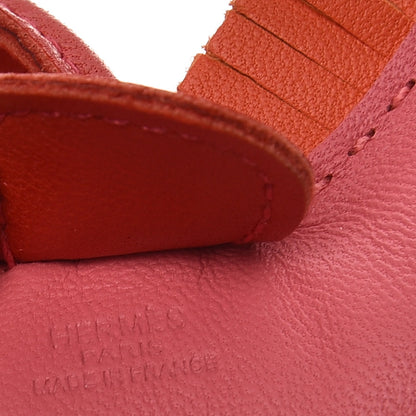 Hermes Milo Lambskin Grigri Rodeo Bag Charm PM Rose Azalee Orange Poppy Rouge Indien 3 of 4