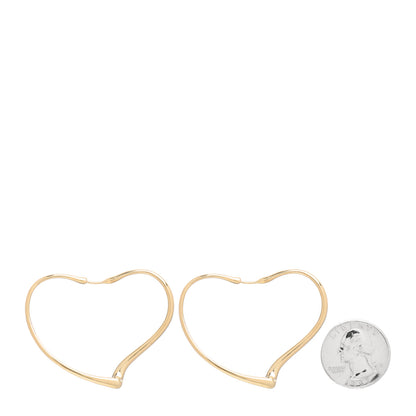 Tiffany 18K Yellow Gold Medium Elsa Peretti Open Heart Hoop Earrings 2 of 5