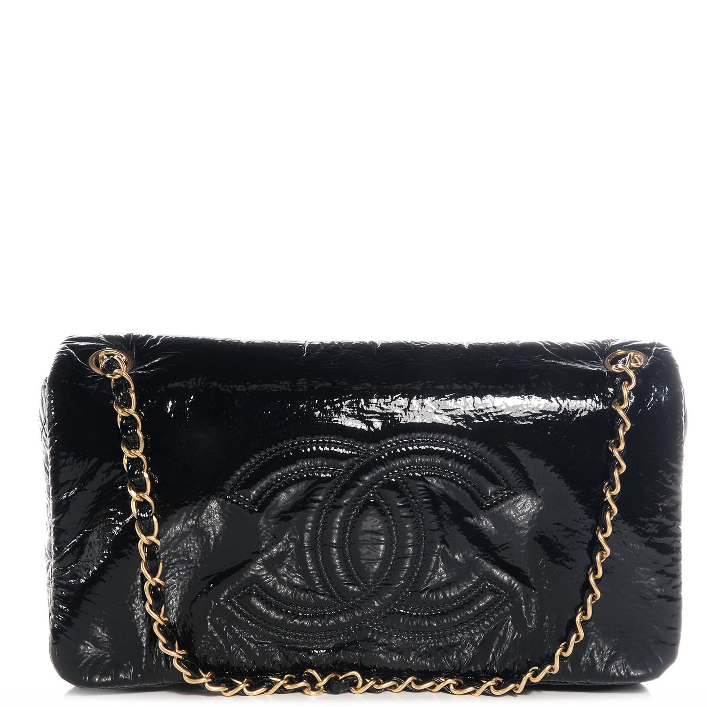 Vinyl Rock and Chain Medium Flap Black