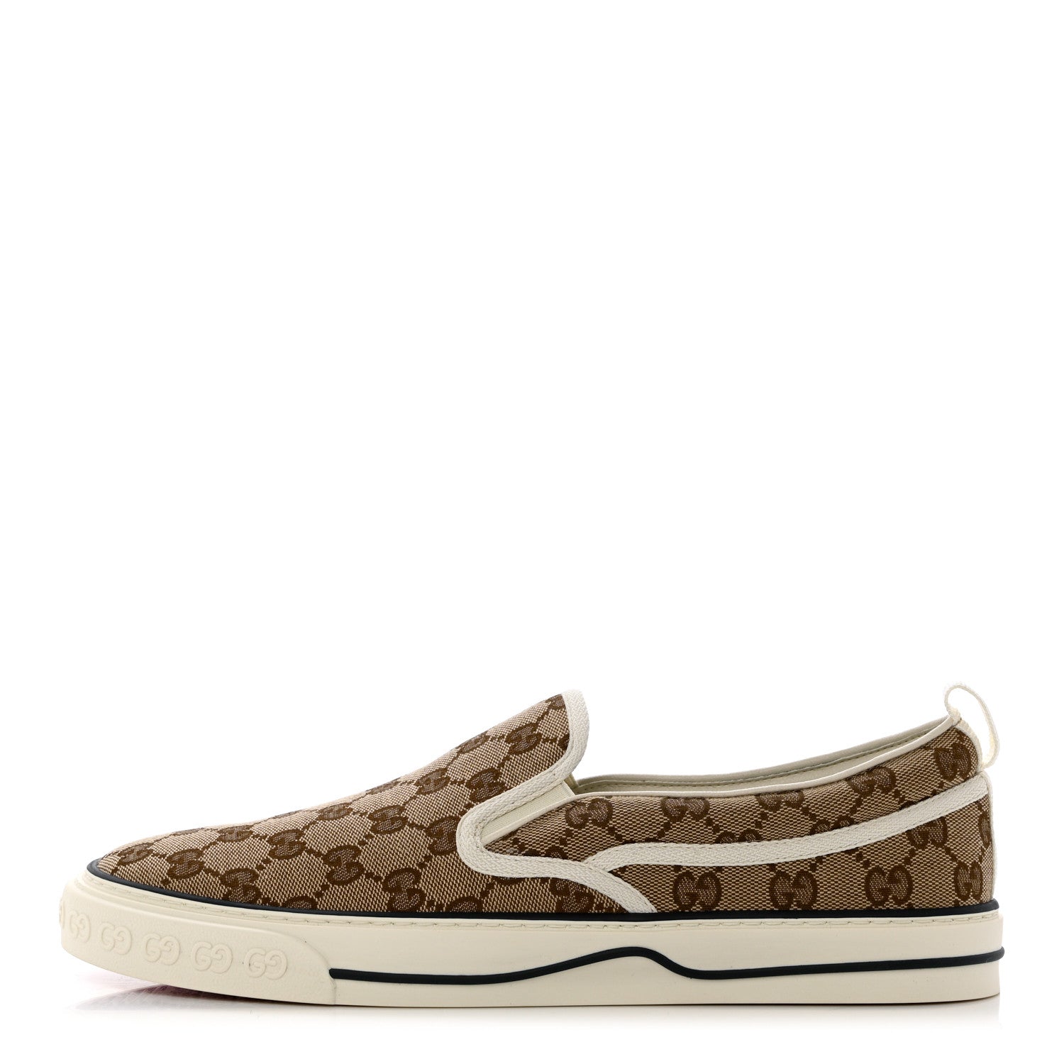 Gucci GG Monogram Mens 1977 Tennis Slip On Sneakers 9.5 Beige Ebony Mystic White 1 of 8