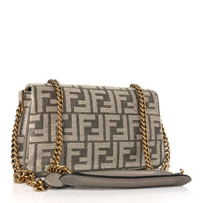 Fendi Chenille Vitello Seta FF Midi Chain Baguette Tortora 3 of 10