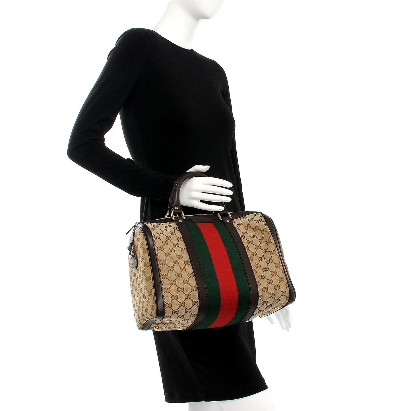 Monogram Vintage Web Medium Boston Dark Brown