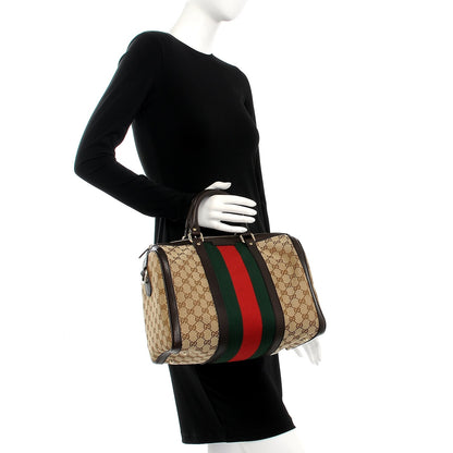 Gucci Monogram Vintage Web Medium Boston Dark Brown 3 of 12
